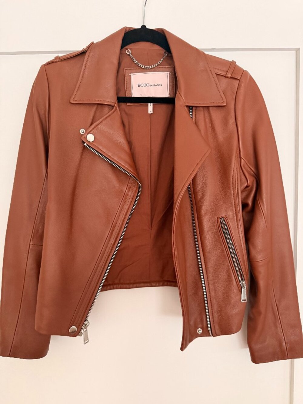 BCBG Generation Lambskin Leather Moto Jacket